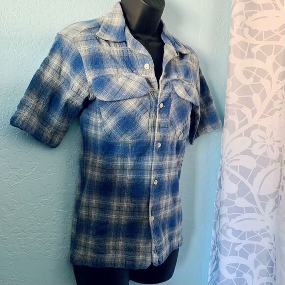 Pendleton Blue & Gray Wool Plaid Short Sleeve Board Shirt Size XS - Picture 7 of 10